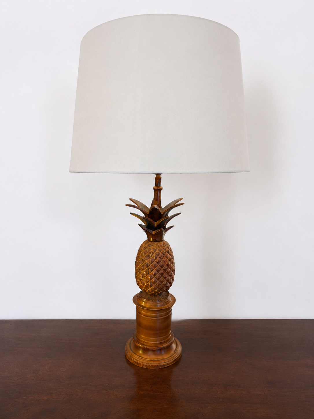 Vintage Carved Wood Pineapple Lamp