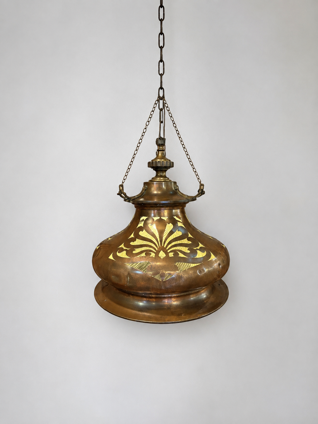Antique Arts + Crafts Copper Brass Pendant