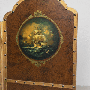 Antique Folding Screen with Faux Leather Antique Folding Screen with Faux Leather