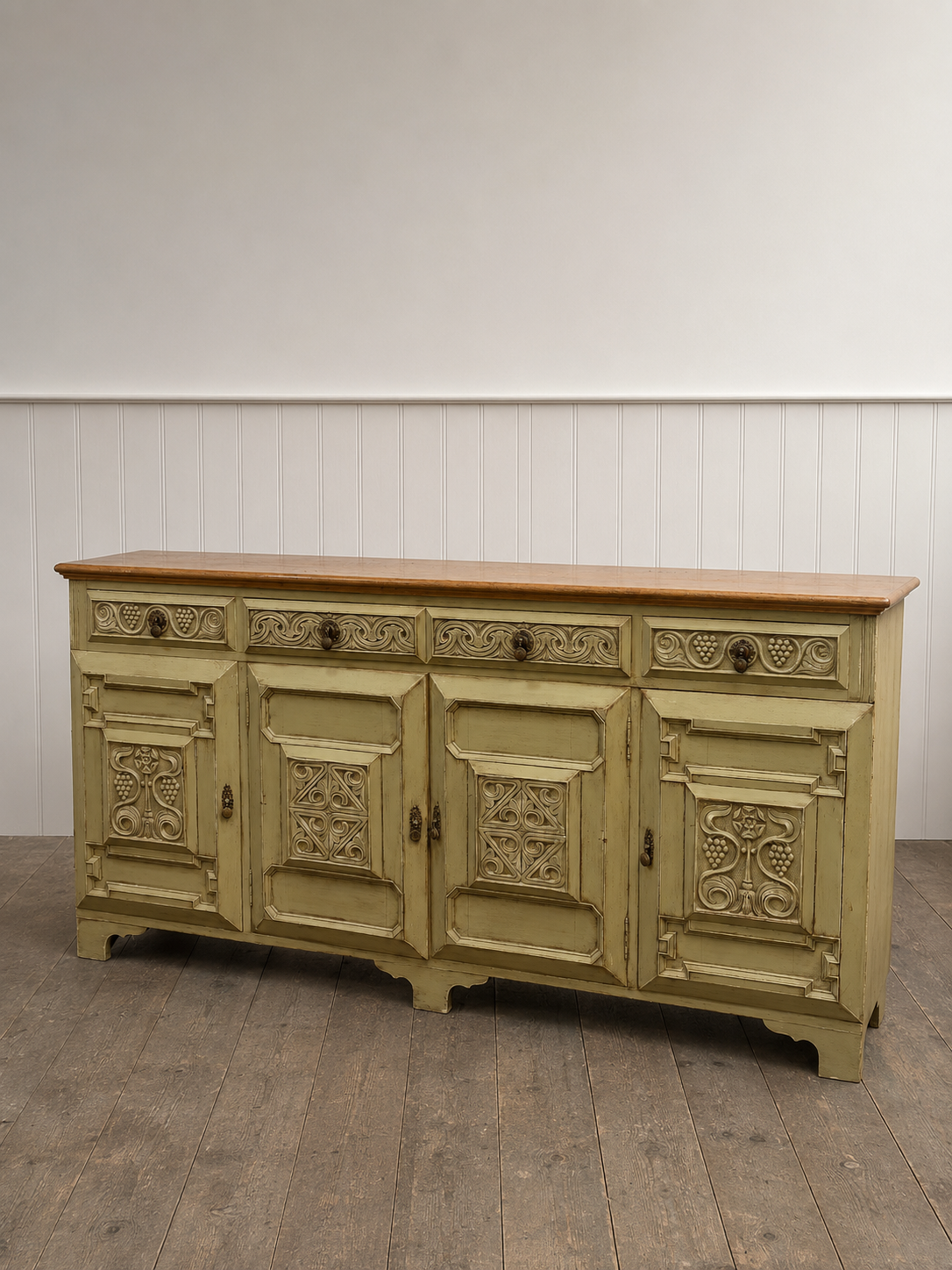 Vintage Rustic Sage Green Sideboard