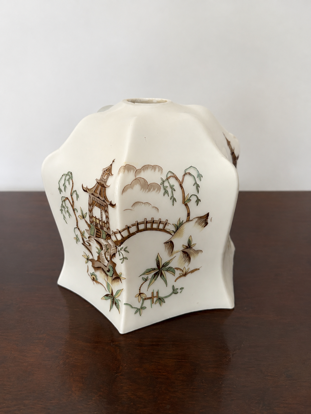 Art Deco Oriental Hand Painted Glass Shade