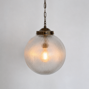 Antique Style Ribbed Glass Globe Pendant