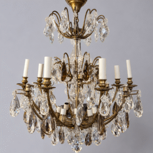 French Bronze + Crystal 15 Bulb Chandelier