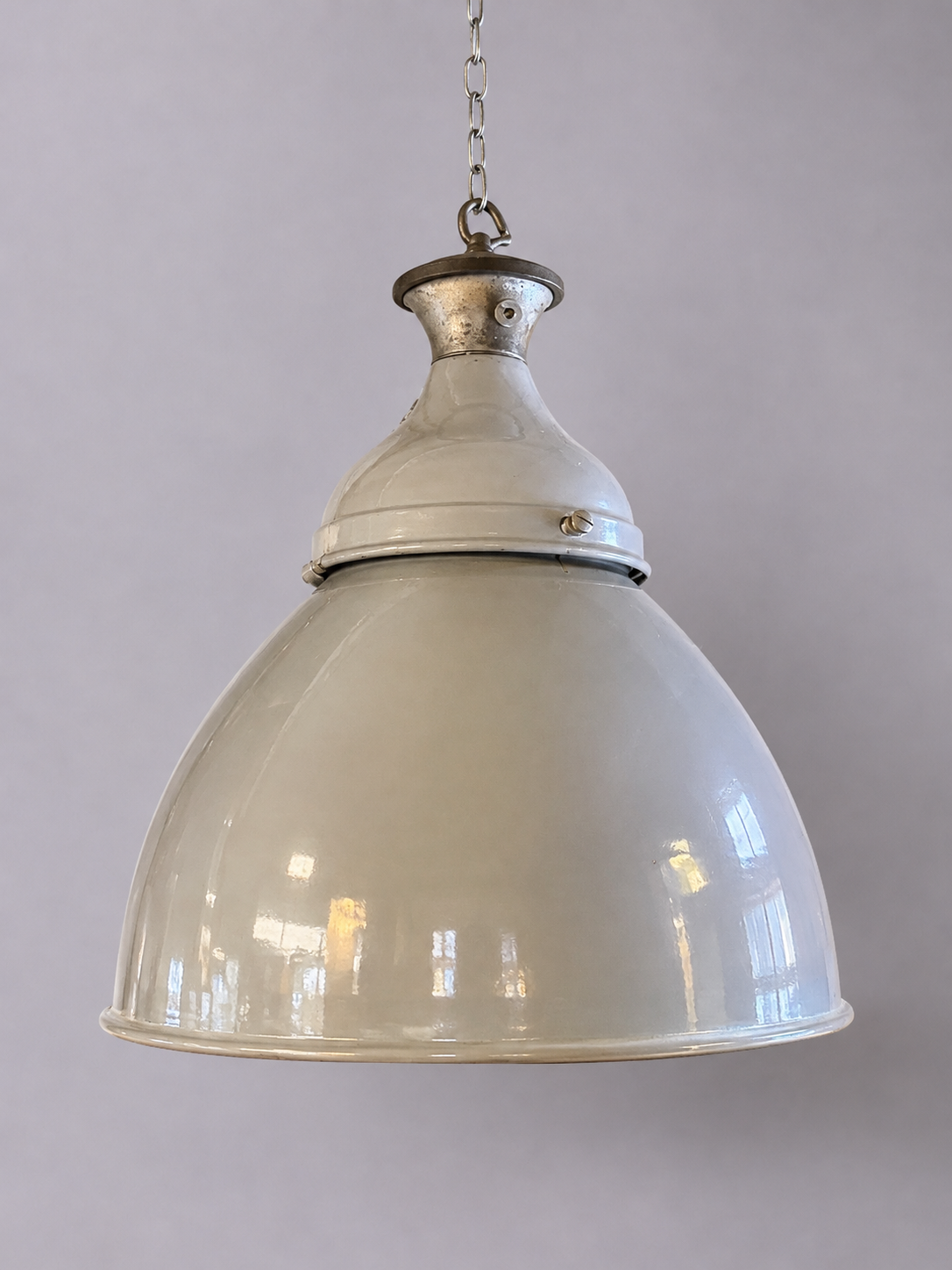1950s Grey Enamel Factory Pendant