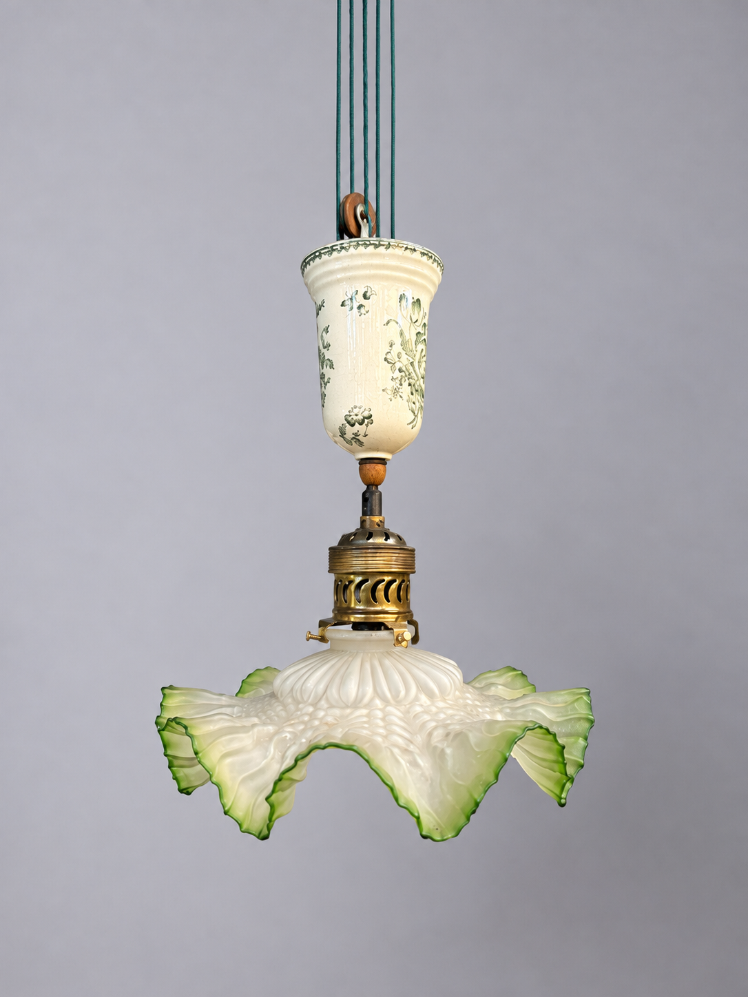Vintage French Pulley Ceramic Light