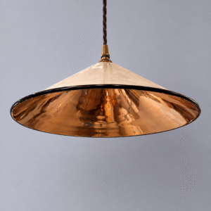 Vintage White Enamel + Copper Pendant