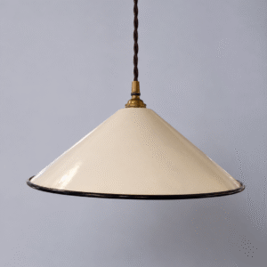 Vintage White Enamel + Copper Pendant