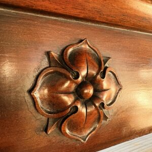 Antique Mahogany Pediment with Tudor Rose Antique Mahogany Pediment with Tudor Rose