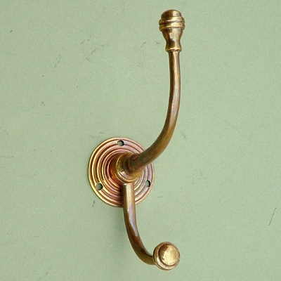 Aged Brass Double Bun Coat and Hat Hook