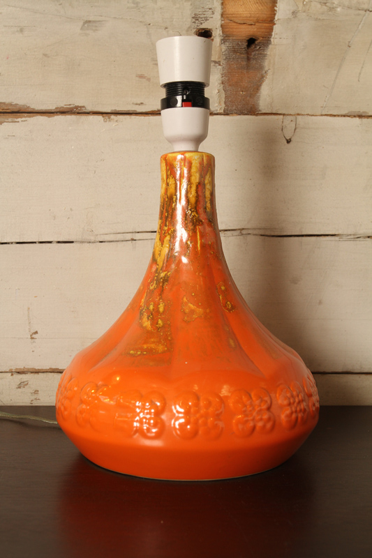 Mid Century Orange & Yellow Lava Ceramic Lamp Base