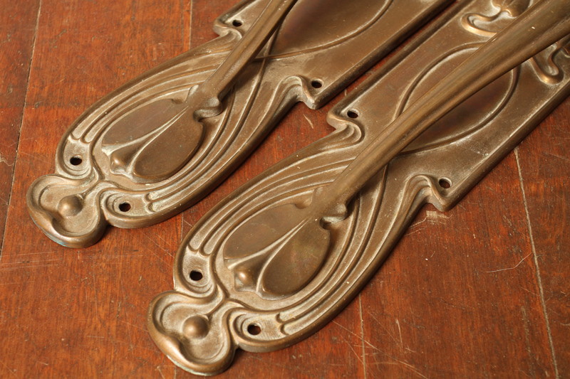 Original Large Art Nouveau Brass Door Pulls