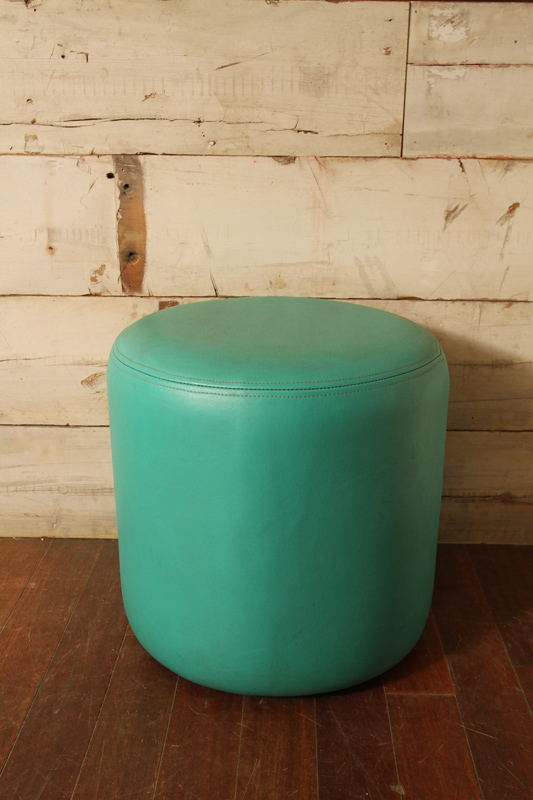 Contemporary Green Vinyl Pouf