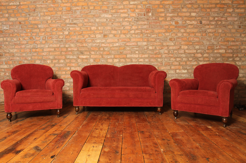 Period 3 Piece Red Sofa