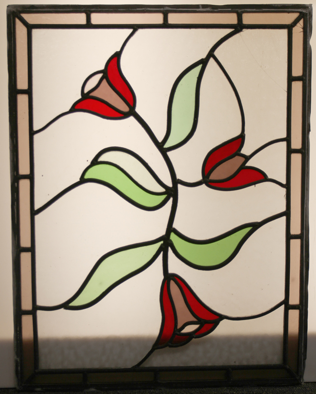 Singular Pane of Red Tulip Leaded Glass