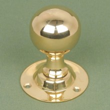 Edwardian Ball Door Knob Set in Brass or Nickel