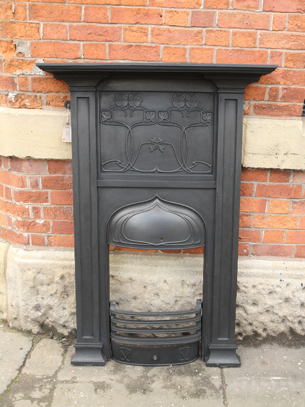 Art Nouveau Cast Iron Combination Fireplace
