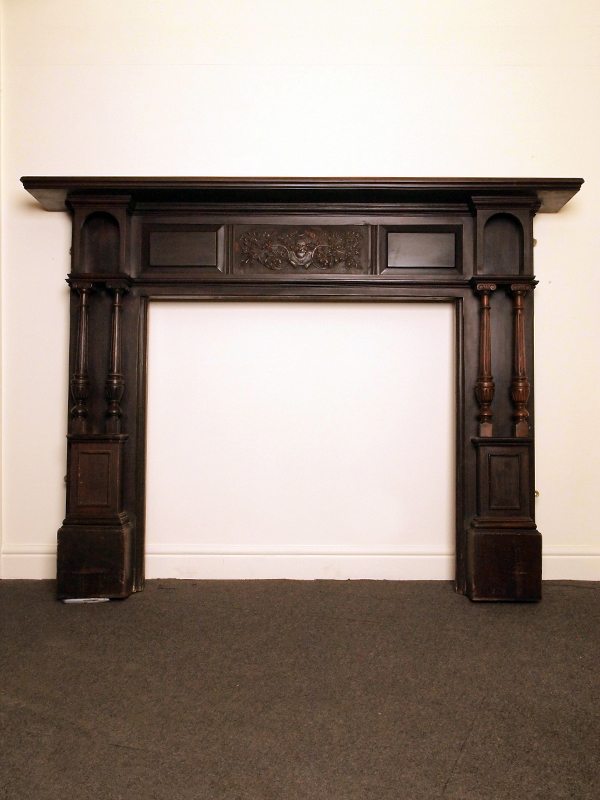 Victorian Mahogany Surround with Ornate Frieze, Pillars and Alcoves