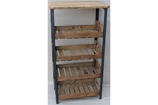 Vintage Wooden Fruit Crate Shelving Unit