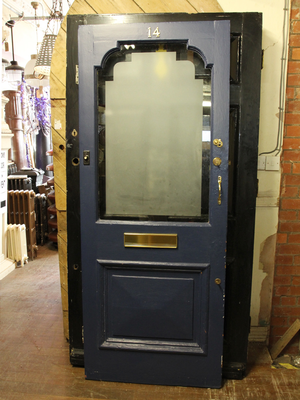 Exterior Blue Glass Panel Door