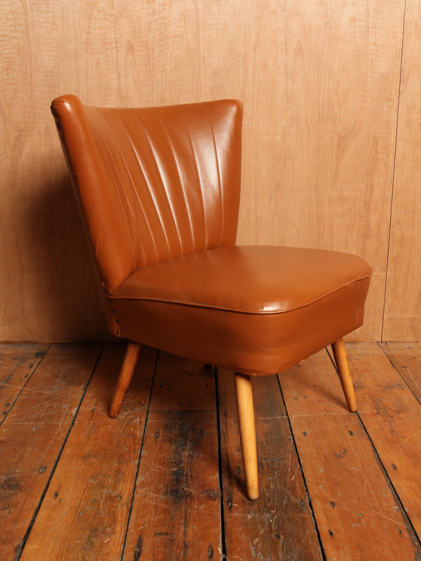 Mid Century Faux Leather Cocktail Chair