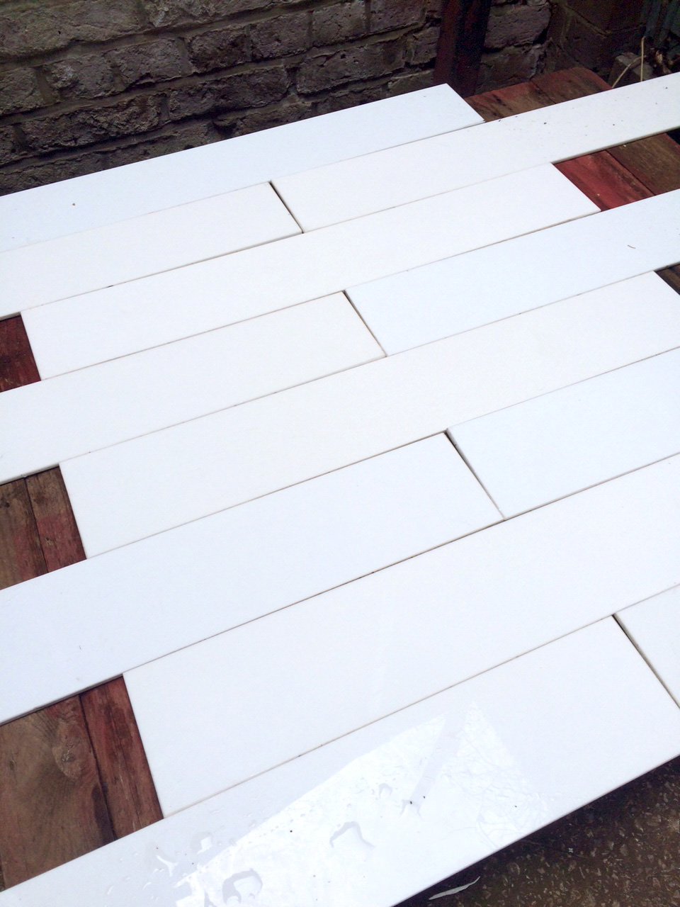 White Glass Rectangular Wall Tiles
