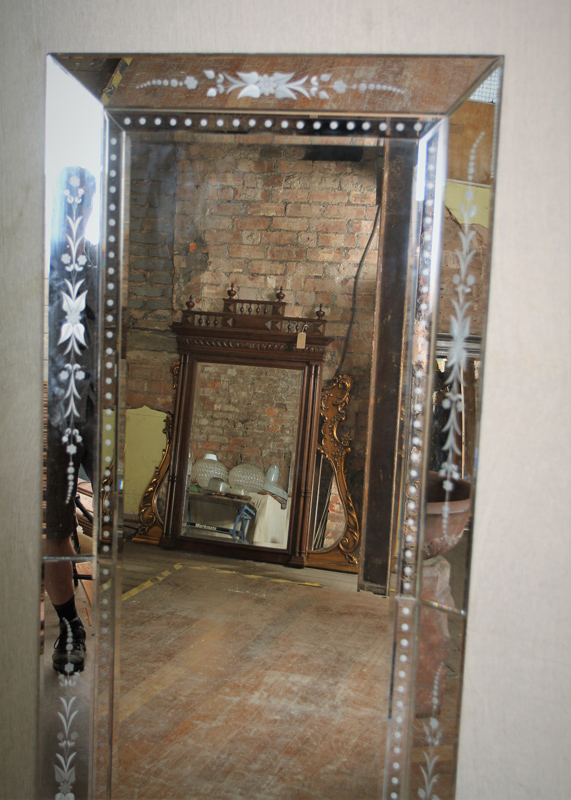 Contemporary Etched Glass Mirror
