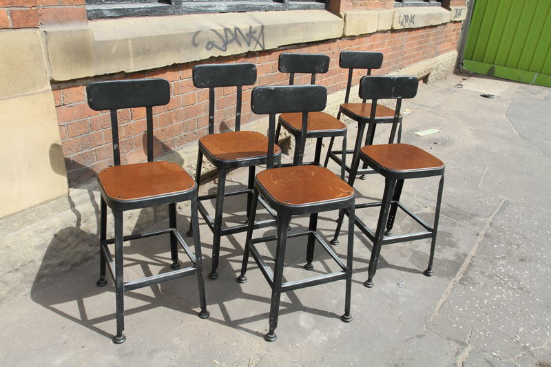 Industrial Steel and Perforated Top Stools