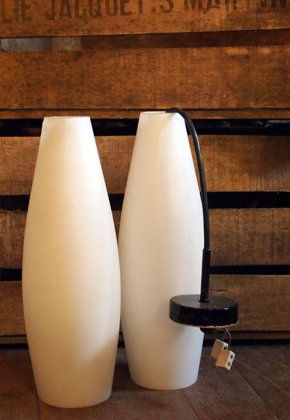 Alternative view of Sleek 70's Frosted Glass Pendant Light