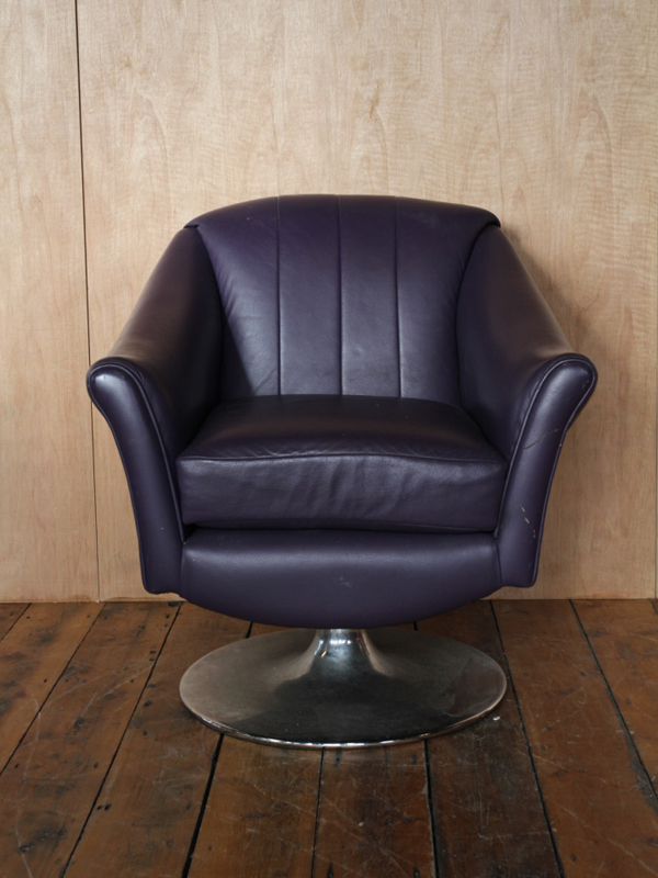 Purple Leather Swivel Chair