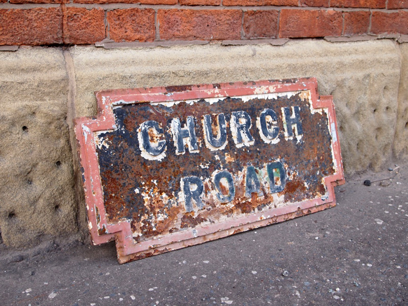 19th Century Church Road Sign