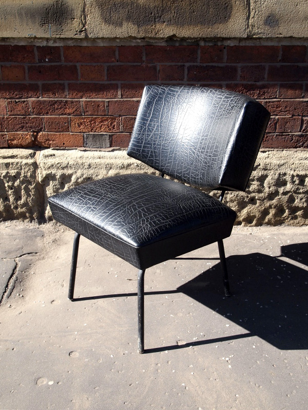 Mid-century Black Crocodile Skin Chair