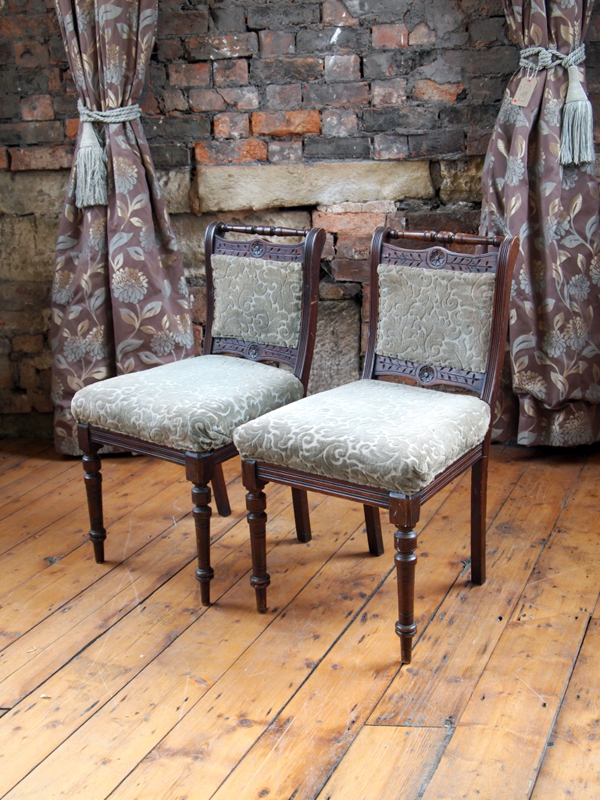 Pair Carved Wood Chairs