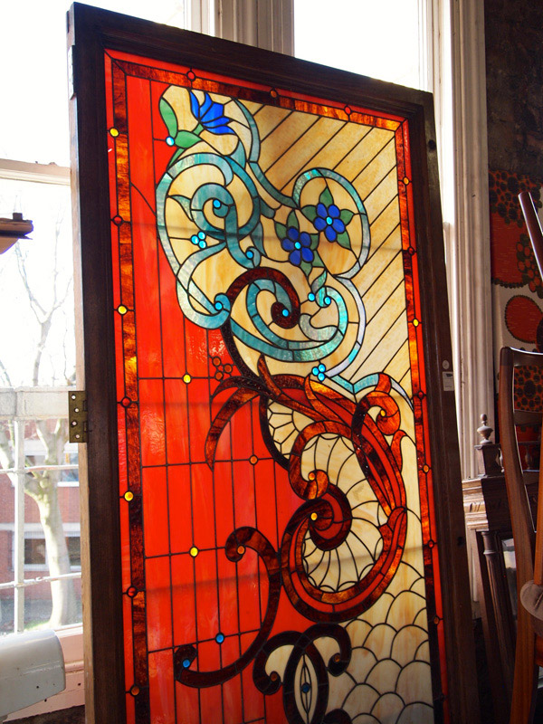 Enormous Panel of Tiffany Style Glass