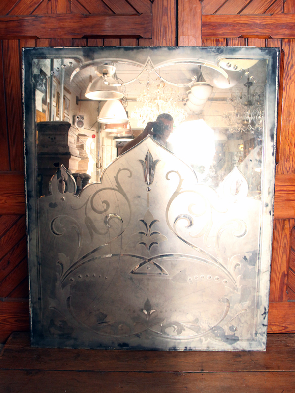 Victorian Etched and Cut Glass Mirror