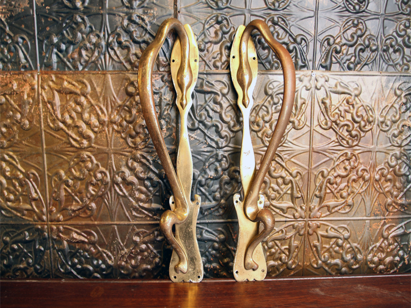Art Nouveau Brass Pull Handles – Pair
