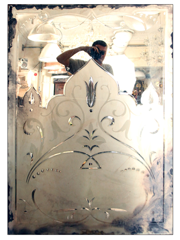 Victorian Etched and Cut Glass Mirror